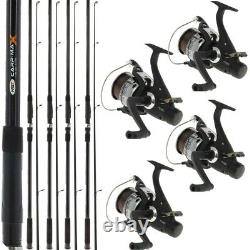 4 X Bobine Max 60 + 4 Canne à pêche Ngt Carp Max 12ft 2 pièces pour la pêche de la carpe et du poisson blanc