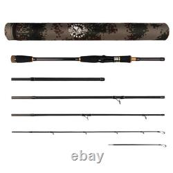 Canne à pêche Predator Spin-Baitcast de voyage, 4 pièces avec étui, 2 pointes, 15 kg max, compacte