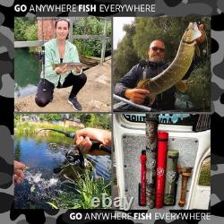 Canne à pêche Predator Spin-Baitcast de voyage, 4 pièces avec étui, 2 pointes, 15 kg max, compacte