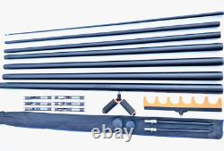 Canne à pêche starter de 11 m en carbone avec 8 élastiques, prête à l'emploi avec supports de canne.