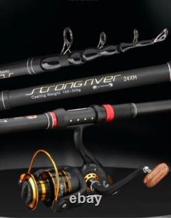 Canne à pêche télescopique en carbone pour la carpe 1,8-3,6 m Mer M Canne à lancer puissante