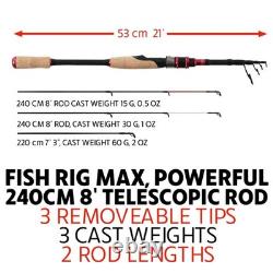 Canne télescopique Fish Rig Max 210/240cm + 3 pointes 0-50g Spin B. CAST Unique