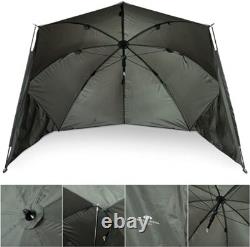 Configuration de pêche pour débutants avec canne 12 pieds 3 brins, moulinet, parapluie, filet, appât, matériel de carpe et de pêche au coup.