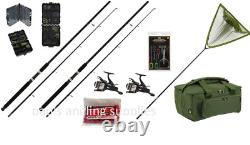 Ensemble de canne à carpe de 10 pieds avec moulinet, filet, sac à accessoires et appât