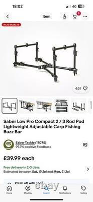 Ensemble de pêche au gros : cannes, moulinets, alarmes, support pod, bobines Prix de vente conseillé 557 £