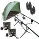 Kit De P&ecirc;che Carp Hunter 2 Cannes, 2 Moulinets Btr/libre D&eacute;roulement, Support, D&eacute;tecteurs + Abri/bivvy