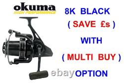 Moulinet Okuma Black 8k 14000 pour carpe, feeder method, spod, canne marqueur, pêche Big Pit