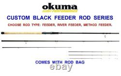 NOUVELLE ROD CUSTOM BLACK OKUMA 3 pièces 3 TIP FEEDER + SAC PÊCHE CARPE RIVIÈRE LAC FLOTTANTE