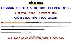 OKUMA CEYMAR 3 pièces 3 TIP CANNE À APPÂT + SAC PÊCHE DE CARPE EN EAU DOUCE RIVIÈRE LAC FLOAT MATCH