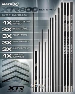 Paquet de Pêche au Carpe Matrix XTR 600 Elite Pro de 16 Mètres GPO298 Pôle Match