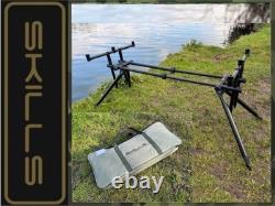 Pêche de la carpe, support 3 cannes noir Euro Carp Fishing, aluminium universel léger