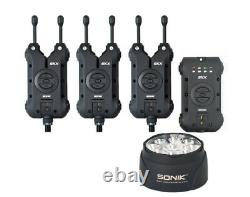Sonik Skx Bite Alarm And Receiver 3 Rod Set Plus Bivvy Light