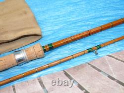 Superbe canne à carpe Fosters Ashbourne The Carpio 10' en 2 brins en canne de bambou fendue, ligatures vertes
