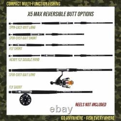 X5 MAX Canne à Pêche de Voyage 9-en-1 Combo 2.7m/2.45m/2.25m + 4 Embouts, Transport de 43cm