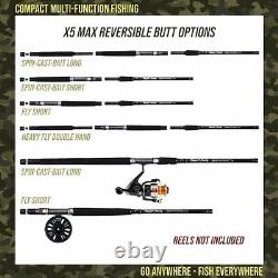 X5 Max 9 Options de Canne - 1 Ensemble de Pêche Compact de Voyage + 4 Astuces